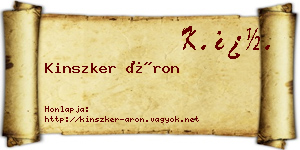 Kinszker Áron névjegykártya